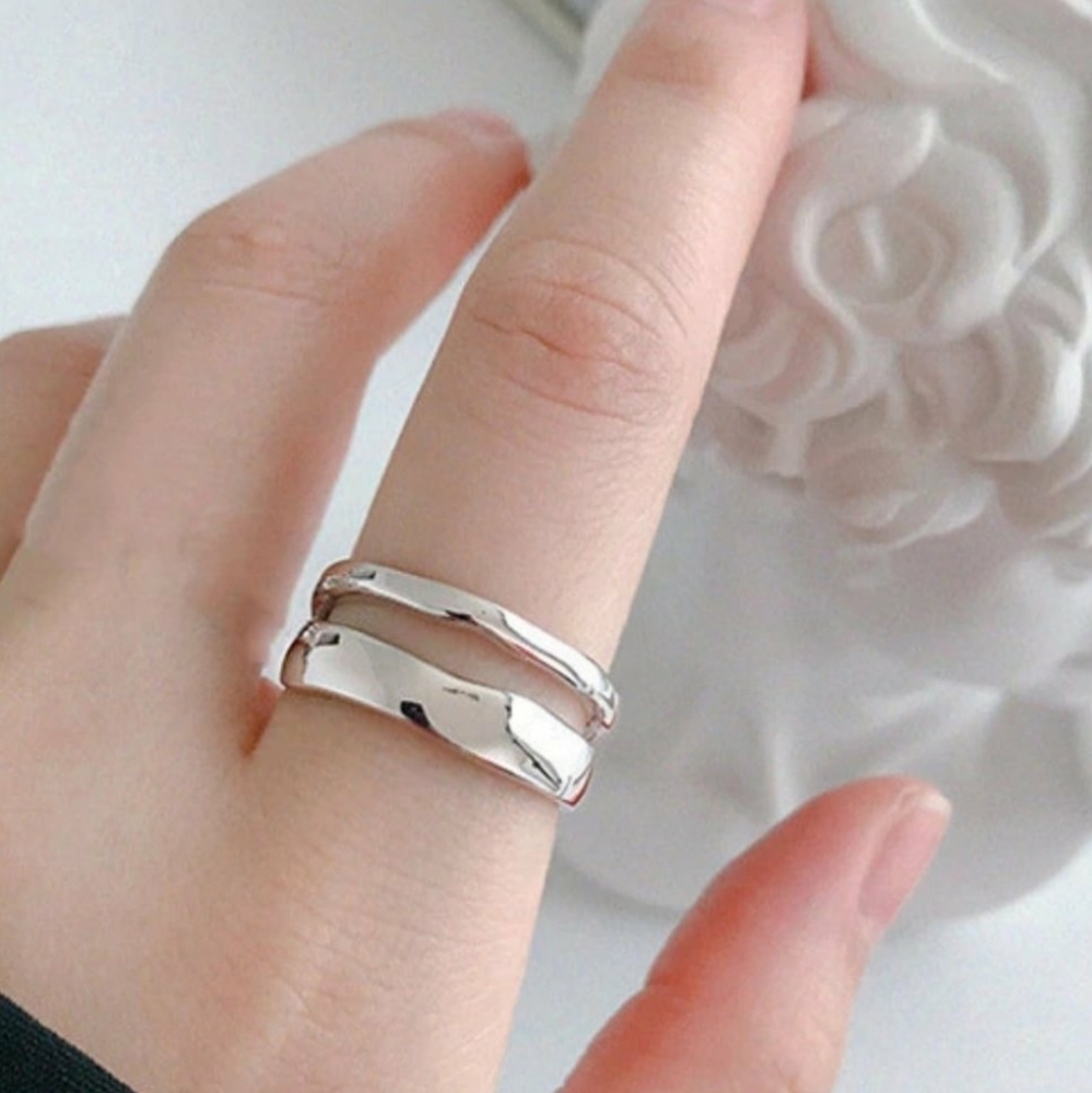 NEW Gold/Silver Double Wave Adjustable Ring - Picture 2 of 8